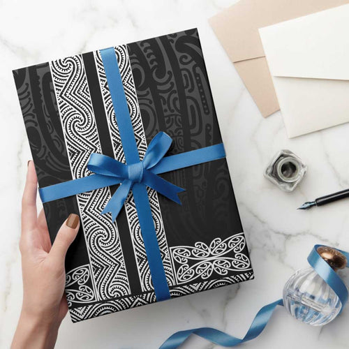 New Zealand Maori Kowhaiwhai Wrapping Paper Pango Maui and Mangopare - Aussie Hoodie