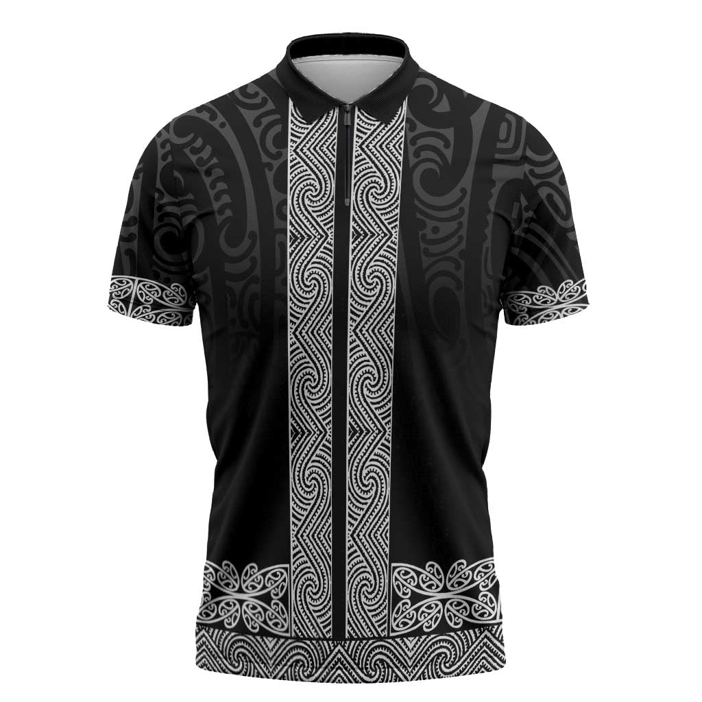 New Zealand Maori Kowhaiwhai Zipper Polo Shirt Pango Maui and Mangopare - Aussie Hoodie
