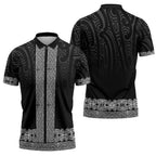 New Zealand Maori Kowhaiwhai Zipper Polo Shirt Pango Maui and Mangopare - Aussie Hoodie
