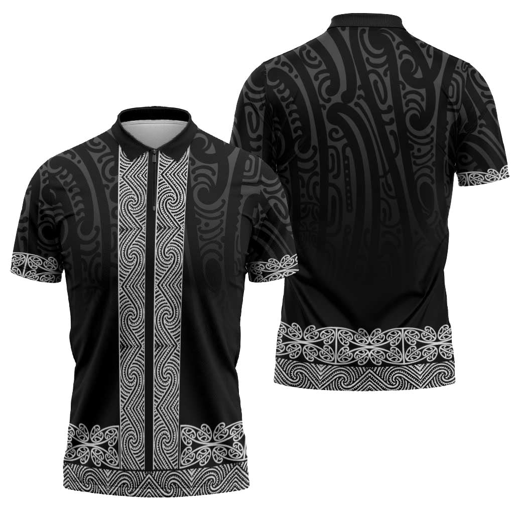 New Zealand Maori Kowhaiwhai Zipper Polo Shirt Pango Maui and Mangopare - Aussie Hoodie