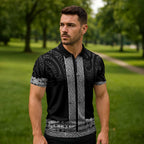 New Zealand Maori Kowhaiwhai Zipper Polo Shirt Pango Maui and Mangopare - Aussie Hoodie