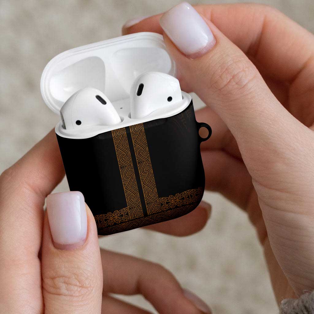 New Zealand Maori Kowhaiwhai AirPods Case Parauri Maui and Mangopare - Aussie Hoodie
