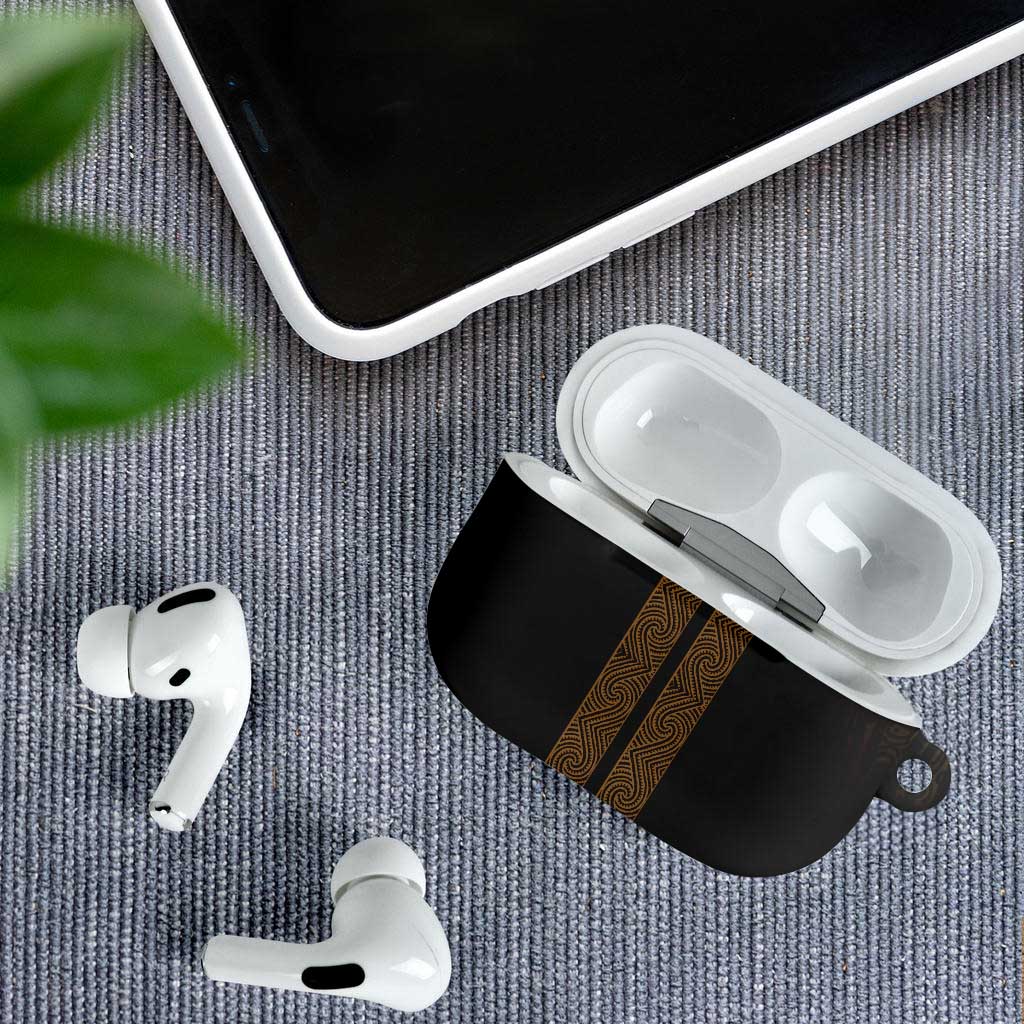 New Zealand Maori Kowhaiwhai AirPods Case Parauri Maui and Mangopare - Aussie Hoodie