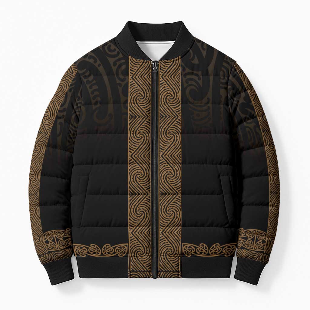 New Zealand Maori Kowhaiwhai Bomber Puffer Jacket Parauri Maui and Mangopare - Aussie Hoodie