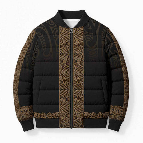 New Zealand Maori Kowhaiwhai Bomber Puffer Jacket Parauri Maui and Mangopare - Aussie Hoodie