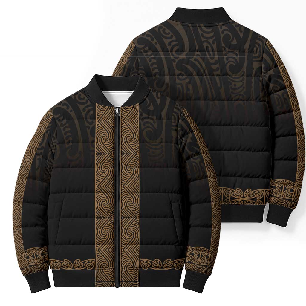 New Zealand Maori Kowhaiwhai Bomber Puffer Jacket Parauri Maui and Mangopare - Aussie Hoodie