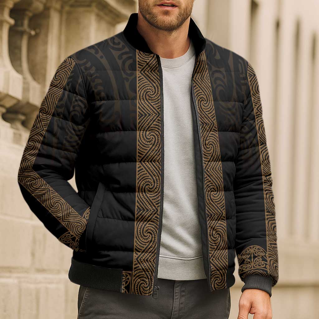 New Zealand Maori Kowhaiwhai Bomber Puffer Jacket Parauri Maui and Mangopare - Aussie Hoodie