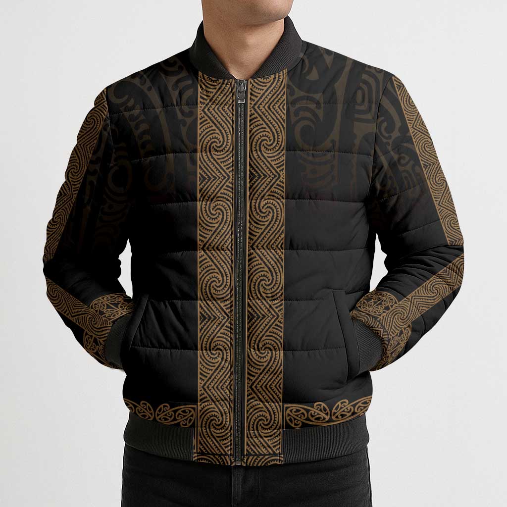 New Zealand Maori Kowhaiwhai Bomber Puffer Jacket Parauri Maui and Mangopare - Aussie Hoodie