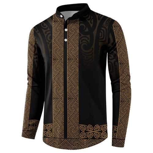 New Zealand Maori Kowhaiwhai Button Sweatshirt Parauri Maui and Mangopare