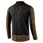 New Zealand Maori Kowhaiwhai Button Sweatshirt Parauri Maui and Mangopare