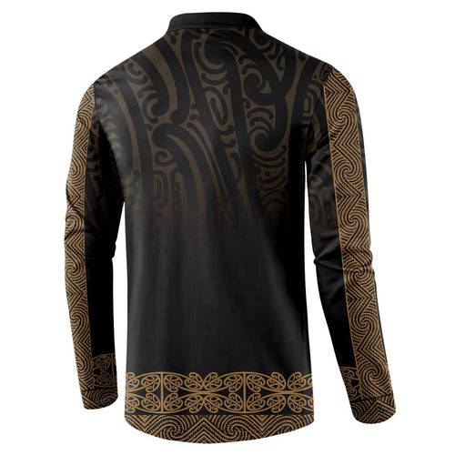 New Zealand Maori Kowhaiwhai Button Sweatshirt Parauri Maui and Mangopare