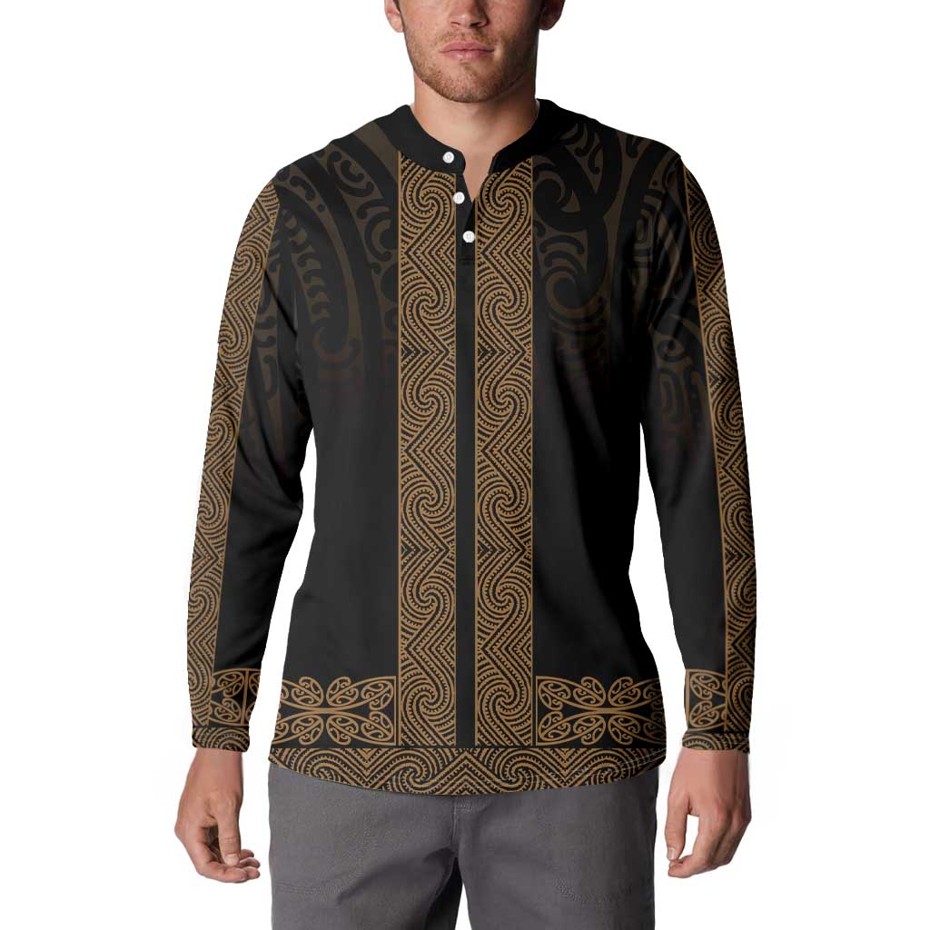New Zealand Maori Kowhaiwhai Button Sweatshirt Parauri Maui and Mangopare