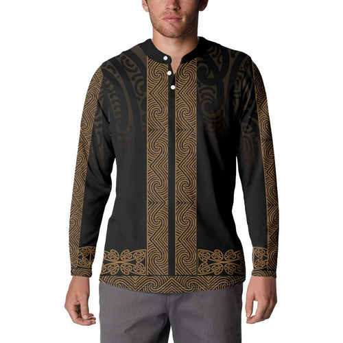 New Zealand Maori Kowhaiwhai Button Sweatshirt Parauri Maui and Mangopare