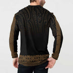 New Zealand Maori Kowhaiwhai Button Sweatshirt Parauri Maui and Mangopare