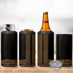 New Zealand Maori Kowhaiwhai 4 in 1 Can Cooler Tumbler Parauri Maui and Mangopare