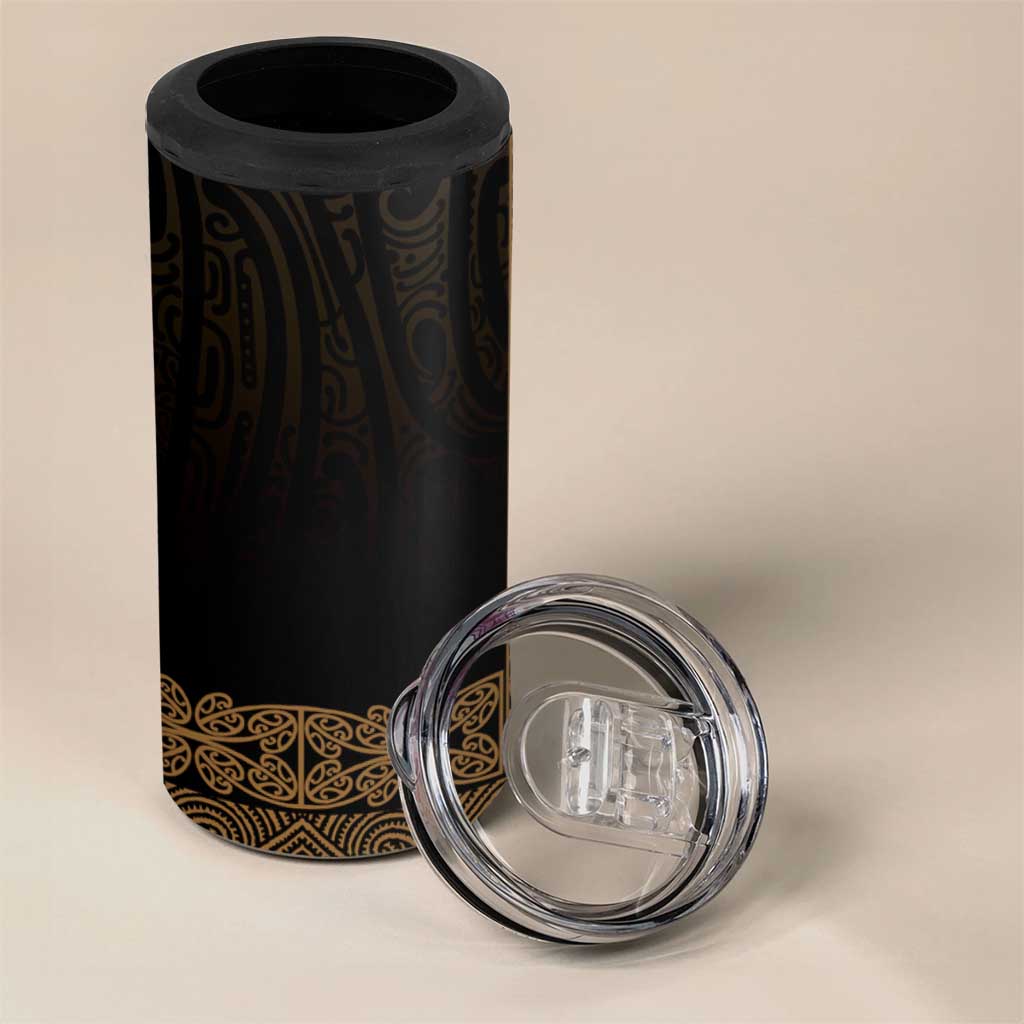 New Zealand Maori Kowhaiwhai 4 in 1 Can Cooler Tumbler Parauri Maui and Mangopare