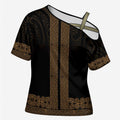 New Zealand Maori Kowhaiwhai Cross Shoulder Shirt Parauri Maui and Mangopare - Aussie Hoodie