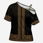 New Zealand Maori Kowhaiwhai Cross Shoulder Shirt Parauri Maui and Mangopare - Aussie Hoodie