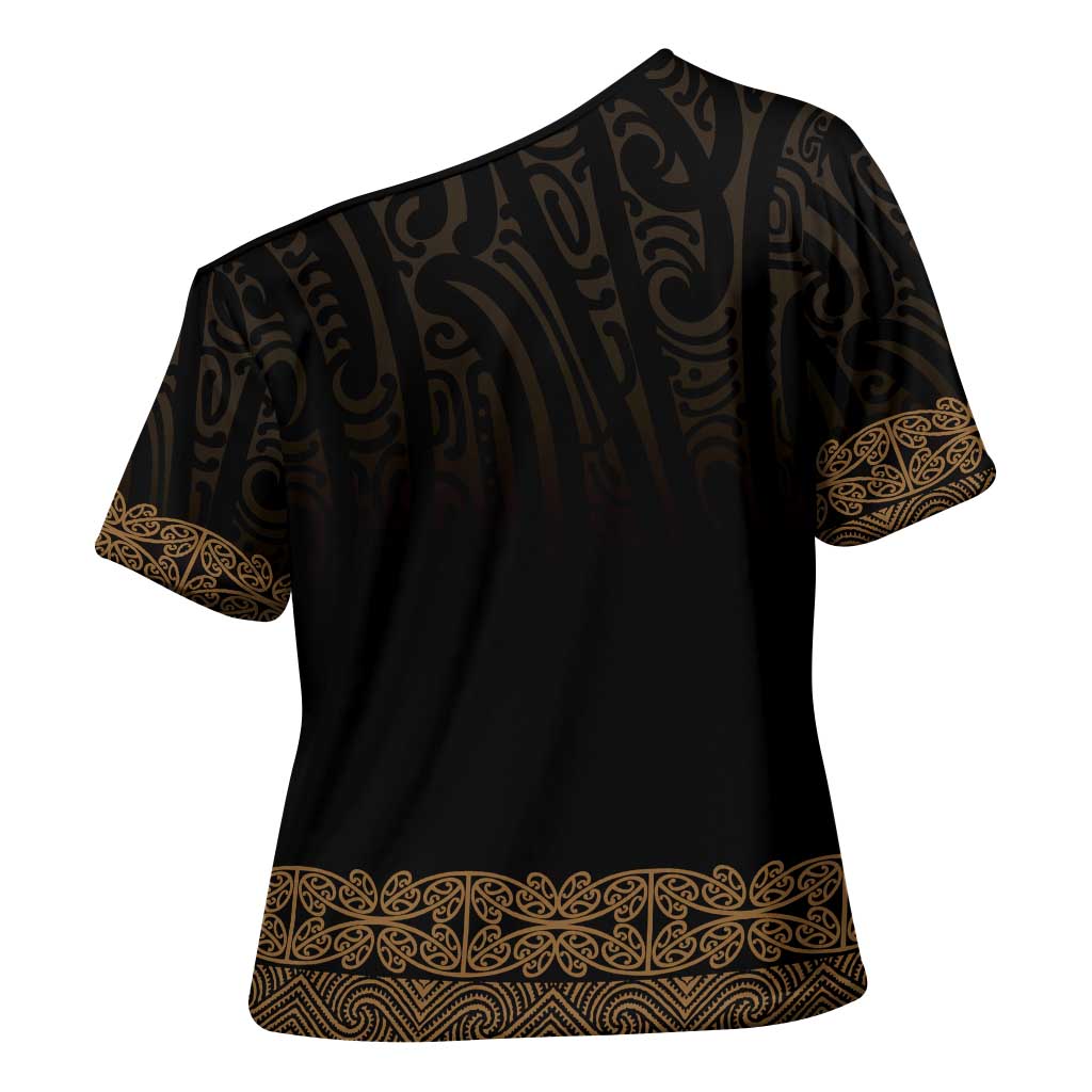 New Zealand Maori Kowhaiwhai Cross Shoulder Shirt Parauri Maui and Mangopare - Aussie Hoodie