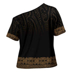 New Zealand Maori Kowhaiwhai Cross Shoulder Shirt Parauri Maui and Mangopare - Aussie Hoodie