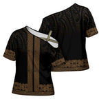 New Zealand Maori Kowhaiwhai Cross Shoulder Shirt Parauri Maui and Mangopare - Aussie Hoodie