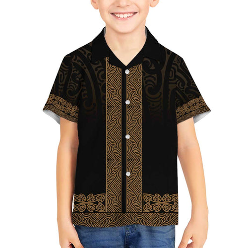 New Zealand Maori Kowhaiwhai Family Matching Off The Shoulder Long Sleeve Dress and Hawaiian Shirt Parauri Maui and Mangopare
