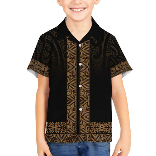 New Zealand Maori Kowhaiwhai Family Matching Off Shoulder Maxi Dress and Hawaiian Shirt Parauri Maui and Mangopare