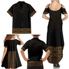 New Zealand Maori Kowhaiwhai Family Matching Summer Maxi Dress and Hawaiian Shirt Parauri Maui and Mangopare
