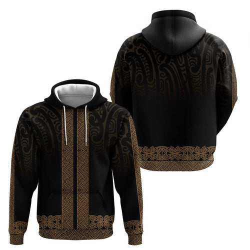 New Zealand Maori Kowhaiwhai Hoodie Parauri Maui and Mangopare
