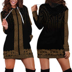 New Zealand Maori Kowhaiwhai Hoodie Dress Parauri Maui and Mangopare
