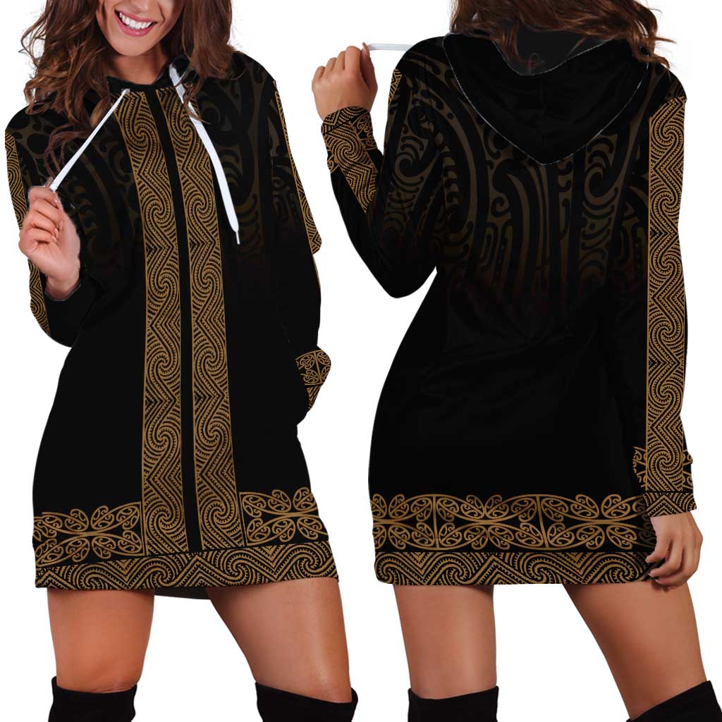 New Zealand Maori Kowhaiwhai Hoodie Dress Parauri Maui and Mangopare