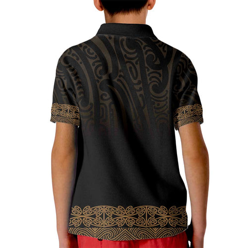 New Zealand Maori Kowhaiwhai Kid Polo Shirt Parauri Maui and Mangopare