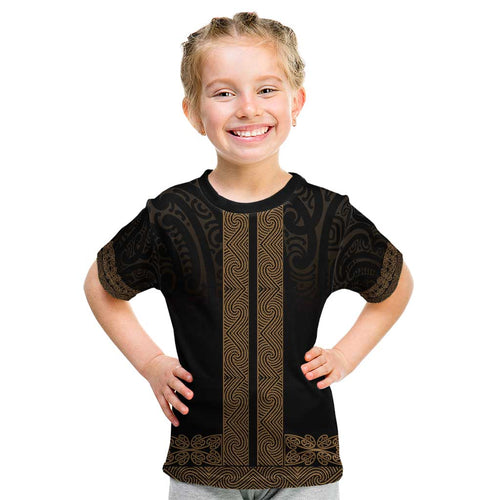 New Zealand Maori Kowhaiwhai Kid T Shirt Parauri Maui and Mangopare