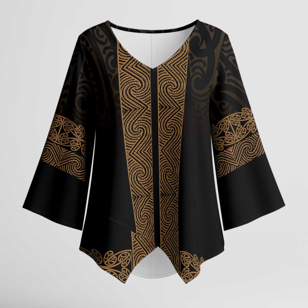 New Zealand Maori Kowhaiwhai Kimono Sleeve Blouse Parauri Maui and Mangopare - Aussie Hoodie