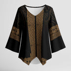New Zealand Maori Kowhaiwhai Kimono Sleeve Blouse Parauri Maui and Mangopare - Aussie Hoodie