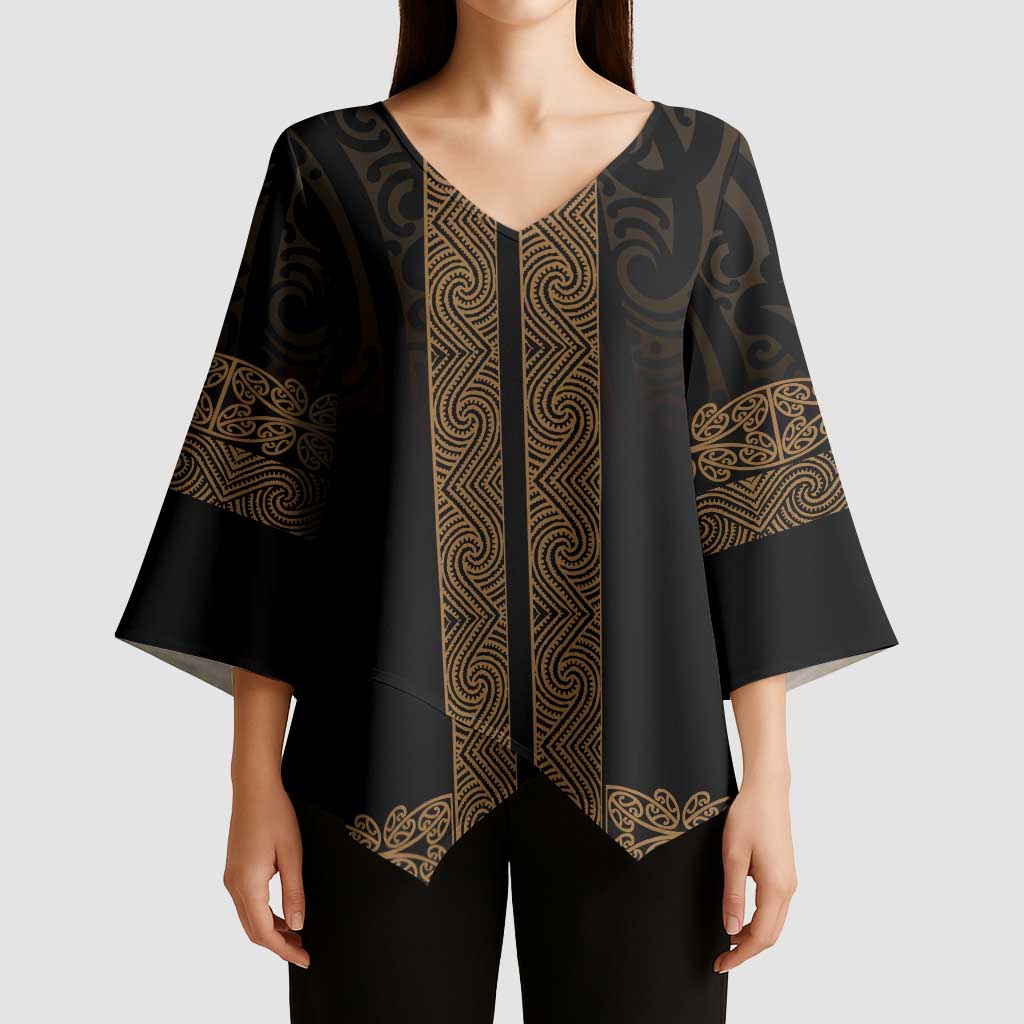 New Zealand Maori Kowhaiwhai Kimono Sleeve Blouse Parauri Maui and Mangopare - Aussie Hoodie
