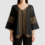 New Zealand Maori Kowhaiwhai Kimono Sleeve Blouse Parauri Maui and Mangopare - Aussie Hoodie