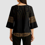 New Zealand Maori Kowhaiwhai Kimono Sleeve Blouse Parauri Maui and Mangopare - Aussie Hoodie