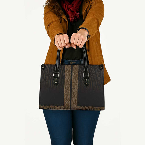 New Zealand Maori Kowhaiwhai Leather Bag Parauri Maui and Mangopare - Aussie Hoodie