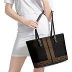 New Zealand Maori Kowhaiwhai Leather Tote Bag Parauri Maui and Mangopare