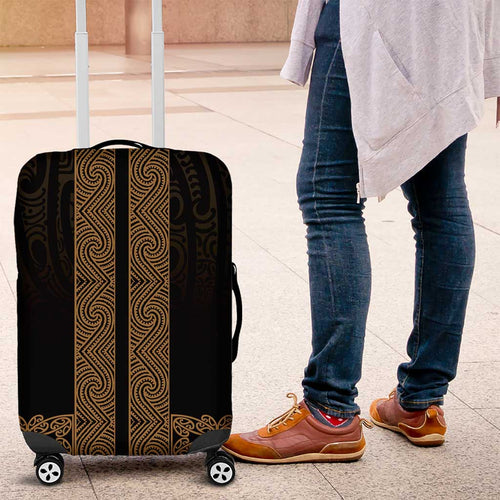 New Zealand Maori Kowhaiwhai Luggage Cover Parauri Maui and Mangopare