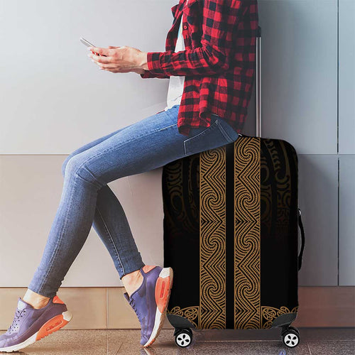 New Zealand Maori Kowhaiwhai Luggage Cover Parauri Maui and Mangopare
