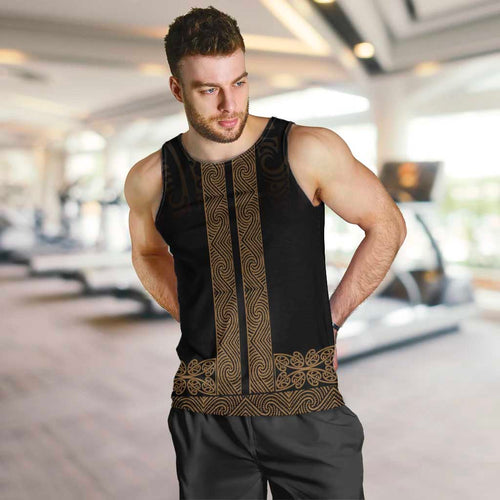 New Zealand Maori Kowhaiwhai Men Tank Top Parauri Maui and Mangopare