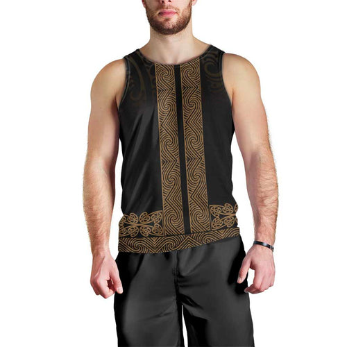 New Zealand Maori Kowhaiwhai Men Tank Top Parauri Maui and Mangopare