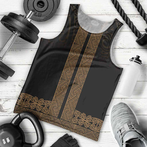 New Zealand Maori Kowhaiwhai Men Tank Top Parauri Maui and Mangopare