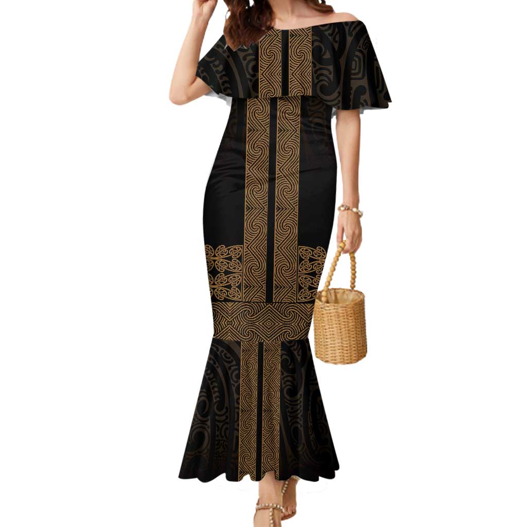 New Zealand Maori Kowhaiwhai Mermaid Dress Parauri Maui and Mangopare