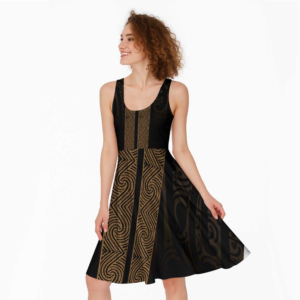 New Zealand Maori Kowhaiwhai Midi Dress Parauri Maui and Mangopare - Aussie Hoodie
