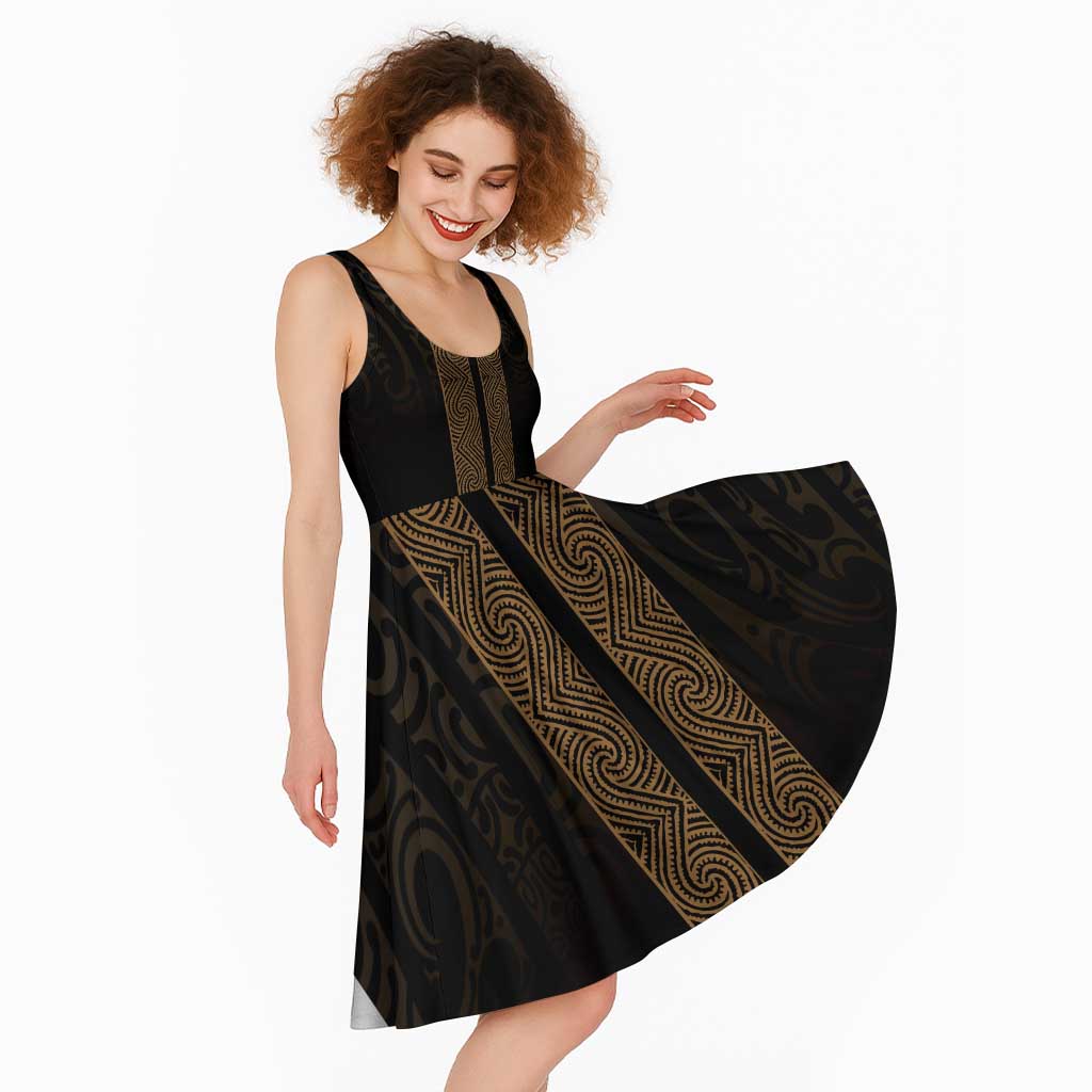 New Zealand Maori Kowhaiwhai Midi Dress Parauri Maui and Mangopare - Aussie Hoodie