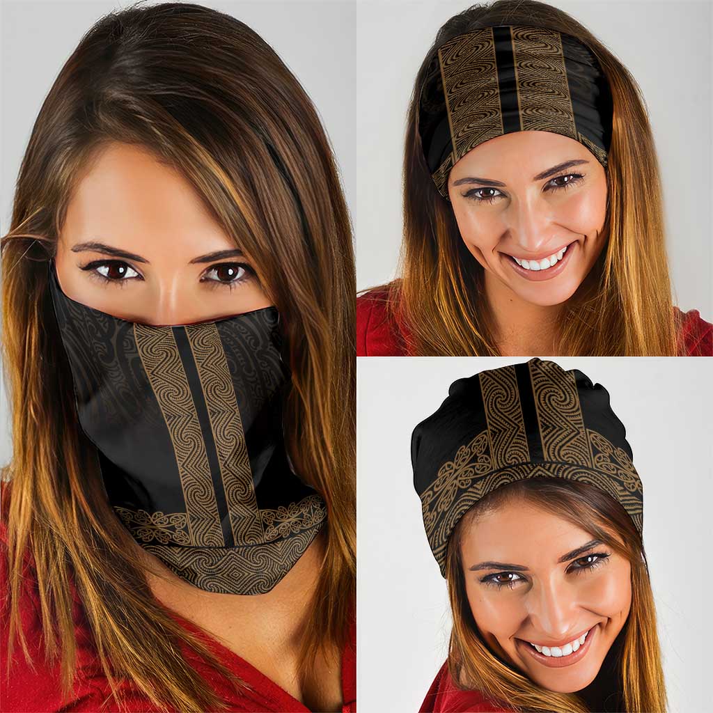 New Zealand Maori Kowhaiwhai Neck Gaiter Parauri Maui and Mangopare - Aussie Hoodie
