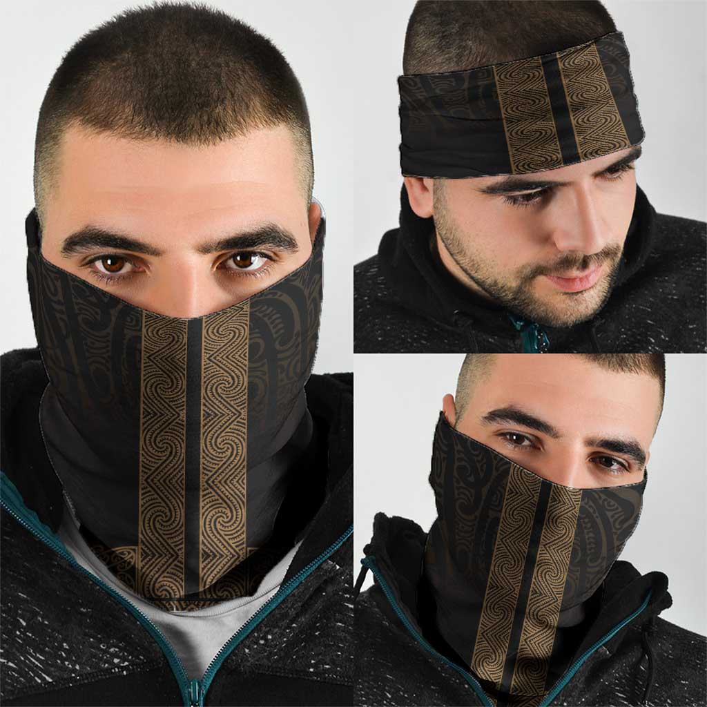 New Zealand Maori Kowhaiwhai Neck Gaiter Parauri Maui and Mangopare - Aussie Hoodie